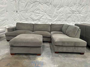2-Pc Contemporary Gray Chaise Sectional w/Ottoman