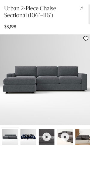 West Elm Urban 2-Piece Chaise Sectional