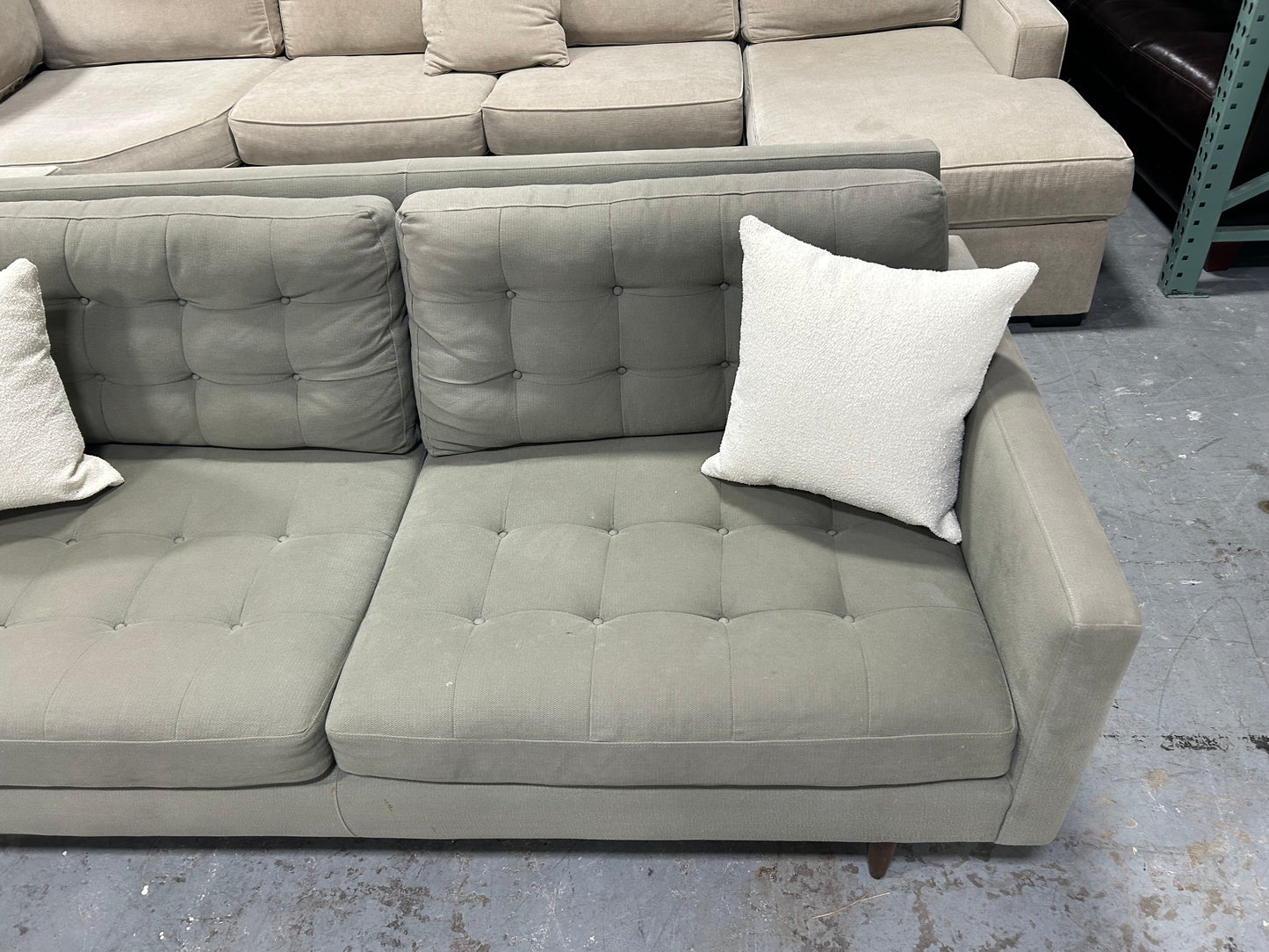 Crate & Barrel Sage Green 76” Petrie Sofa