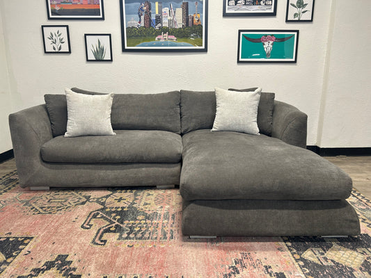 Mario Capasa Gray Feathers Collection Chaise Sectional