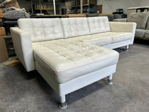 White Leather MCM Chaise Sectional