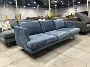 AllModern Miller 84” Upholstered Sofa (Blue Velvet)