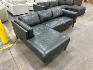 West Elm Dekalb 2-Pc Leather Bumper Chaise Sectional