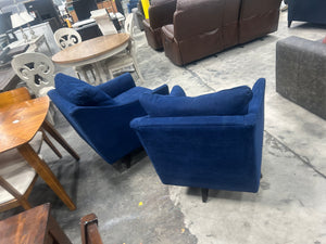 La-Z-Boy Navy Velvet Swivel Chair Set