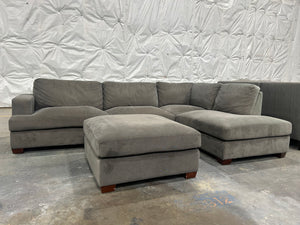 2-Pc Contemporary Gray Chaise Sectional w/Ottoman