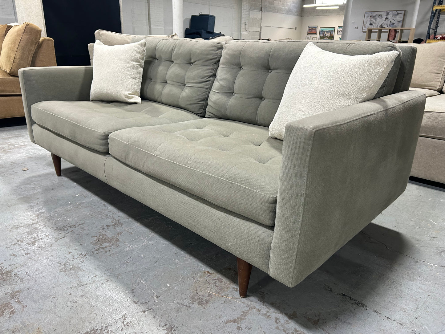Crate & Barrel Sage Green 76” Petrie Sofa