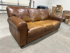 Brown Leather Club Sofa