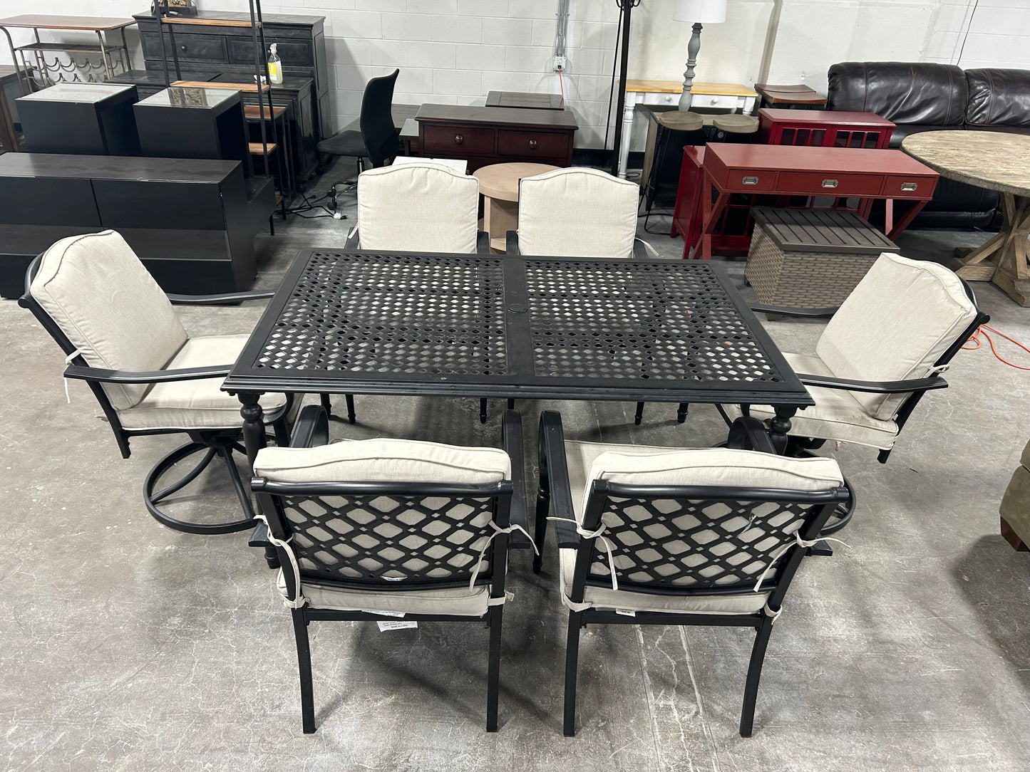 7-Pc Outdoor Metal Patio Table & Chair Set