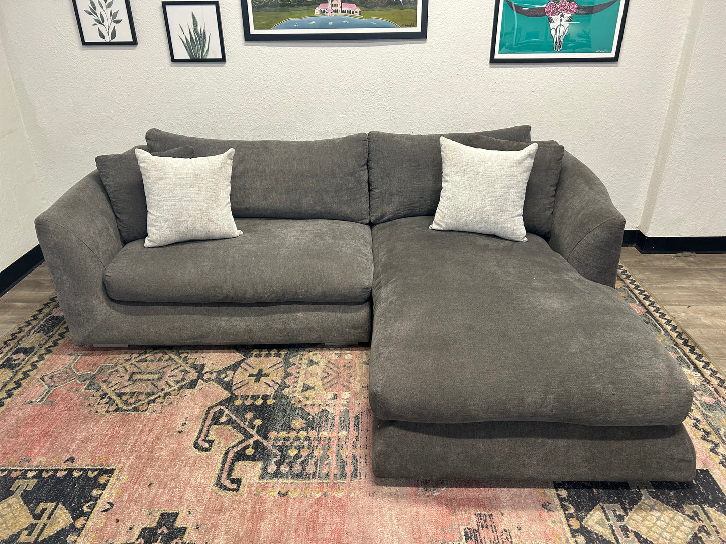 Mario Capasa Gray Feathers Collection Chaise Sectional