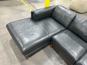 West Elm Dekalb 2-Pc Leather Bumper Chaise Sectional