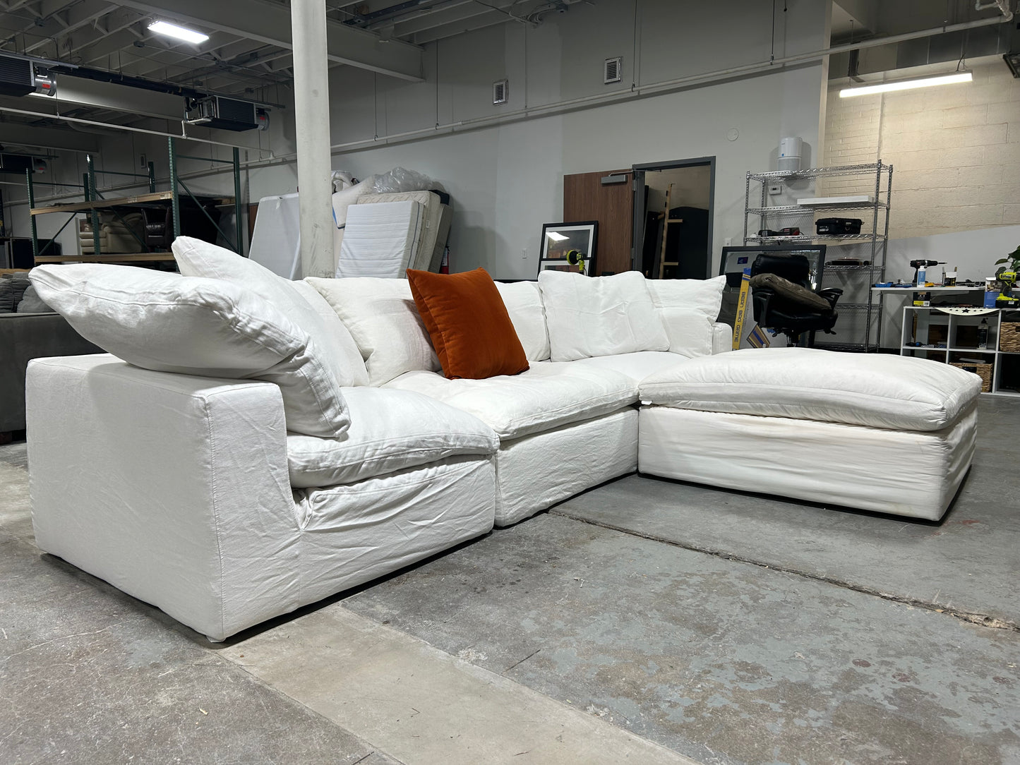 Restoration Hardware 4-Pc White Cloud Sectional w/BRAND-NEW Covers