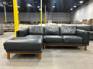 West Elm Dekalb 2-Pc Leather Bumper Chaise Sectional