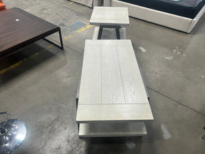 Contemporary Light Gray Wood Coffee Table/End Table Set