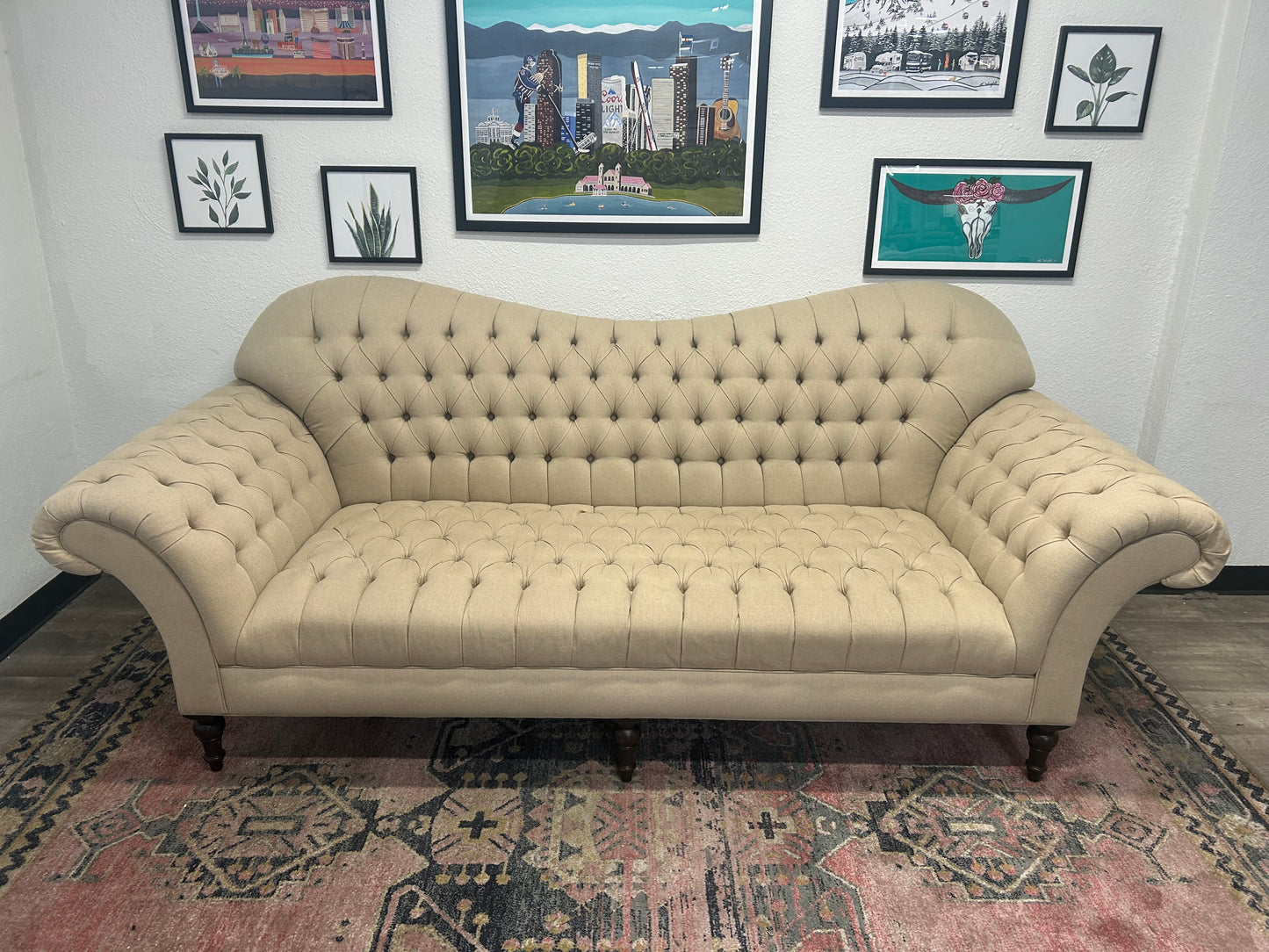 ELEGANT Arhaus Beige Tufted Arabella Sofa
