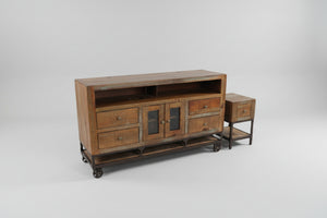 Distressed Wooden TV Stand & End Table Set