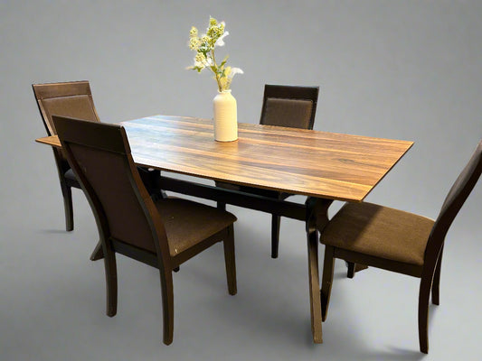 5-Piece Contemporary Brown Wooden Dining Set