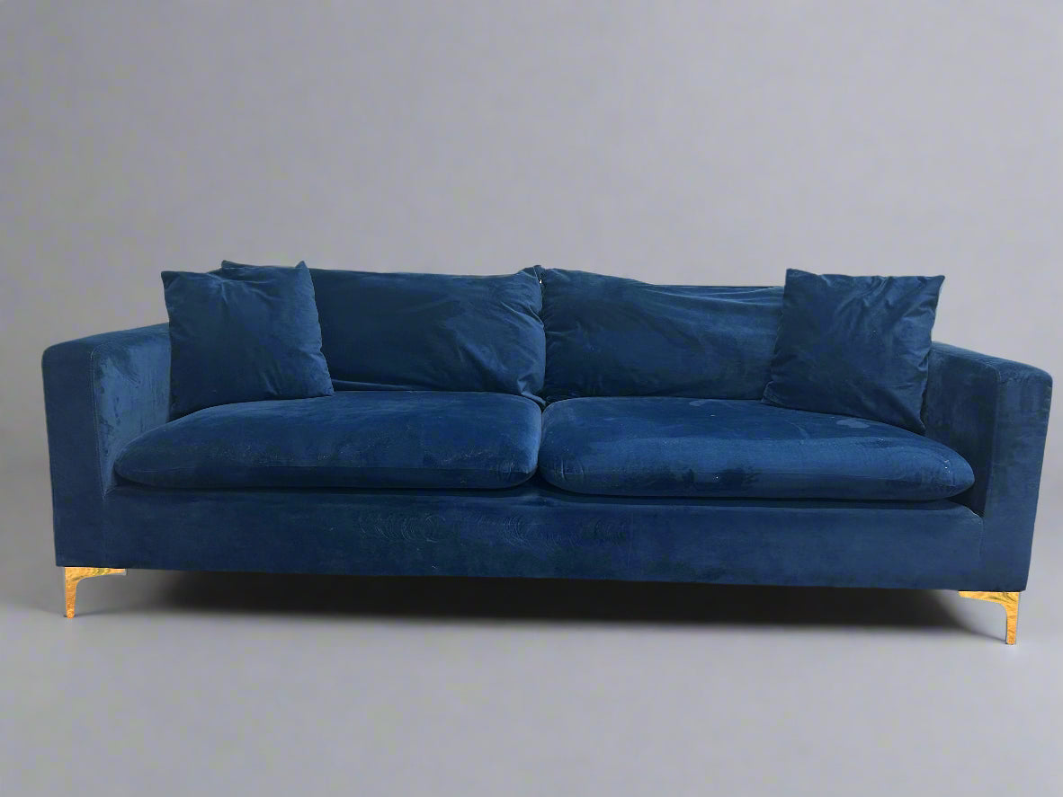 Dark Blue Velvet MCM Sofa