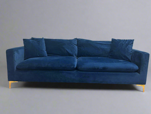 Dark Blue Velvet MCM Sofa