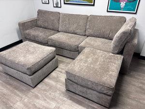 BRAND-NEW Venetian Taupe Corded Velvet LoveSac (5 base/5 side)