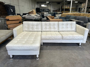 White Leather MCM Chaise Sectional