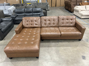 Brown Leather MCM Chaise Sectional