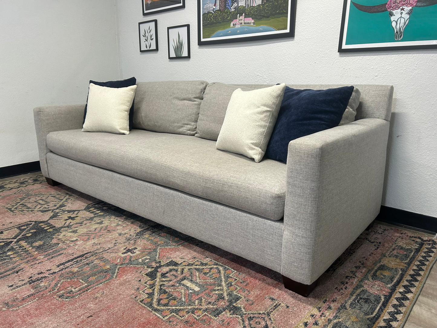 Pottery Barn Light Gray York Square Arm Sofa