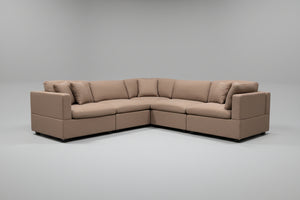 Albany Park Kova L-Shape Corner Sectional - Mocha Performance Bouclé