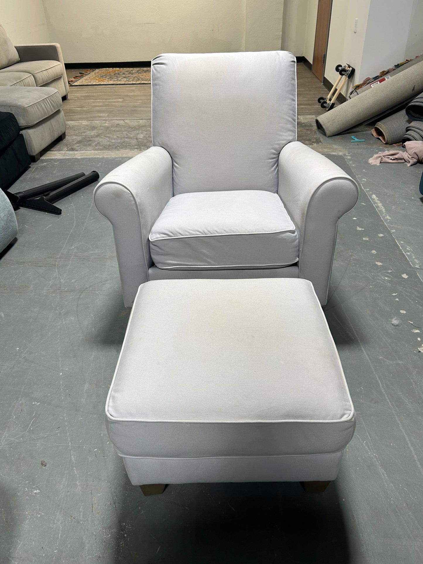 Pottery Barn Off-White Charleston Glider Chair With Ottoman
