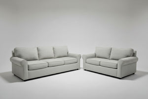 Contemporary Light Gray Velvet Sofa & Oversize Chair Set