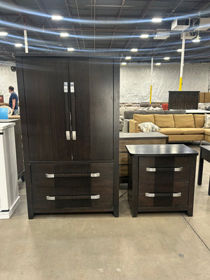 3-Pc Complete Espresso Queen Bed Set (Bed, Dresser, Nightstand)