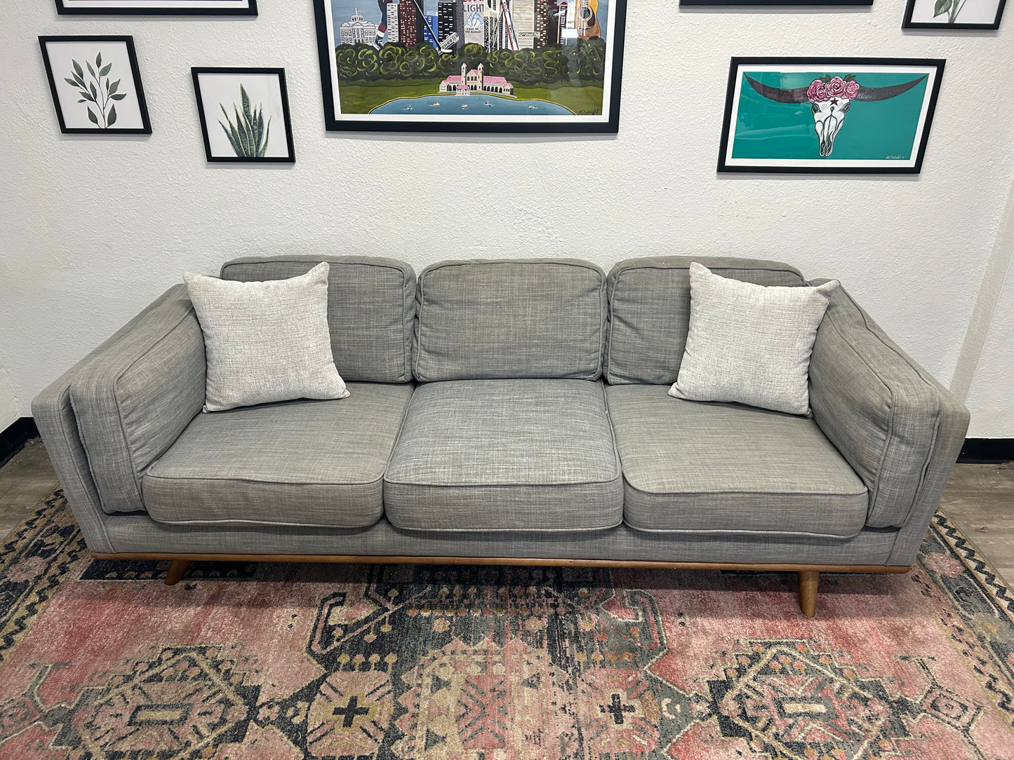 Article Light Gray MCM 90” Timber Sofa