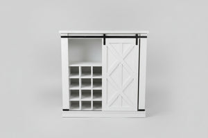 White Farmhouse Wine Rack w/Marbled Top