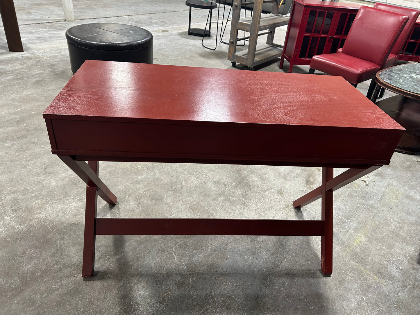 Red Wooden MCM Desk