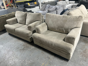 2-Pc Beige Chenille Sofa & Chair Set