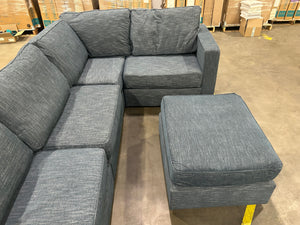 *Perfect Condition* Vintage Blue Rained Chenille LoveSac (5 Seat/7 Side)