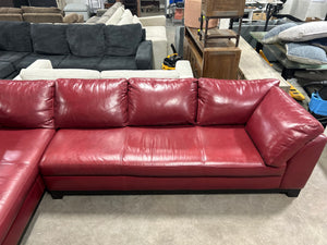 2-Pc Red Leather Chaise Sectional