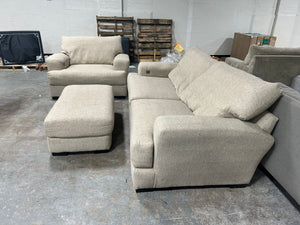 Modern Beige Sofa & Chair Set w/Ottoman