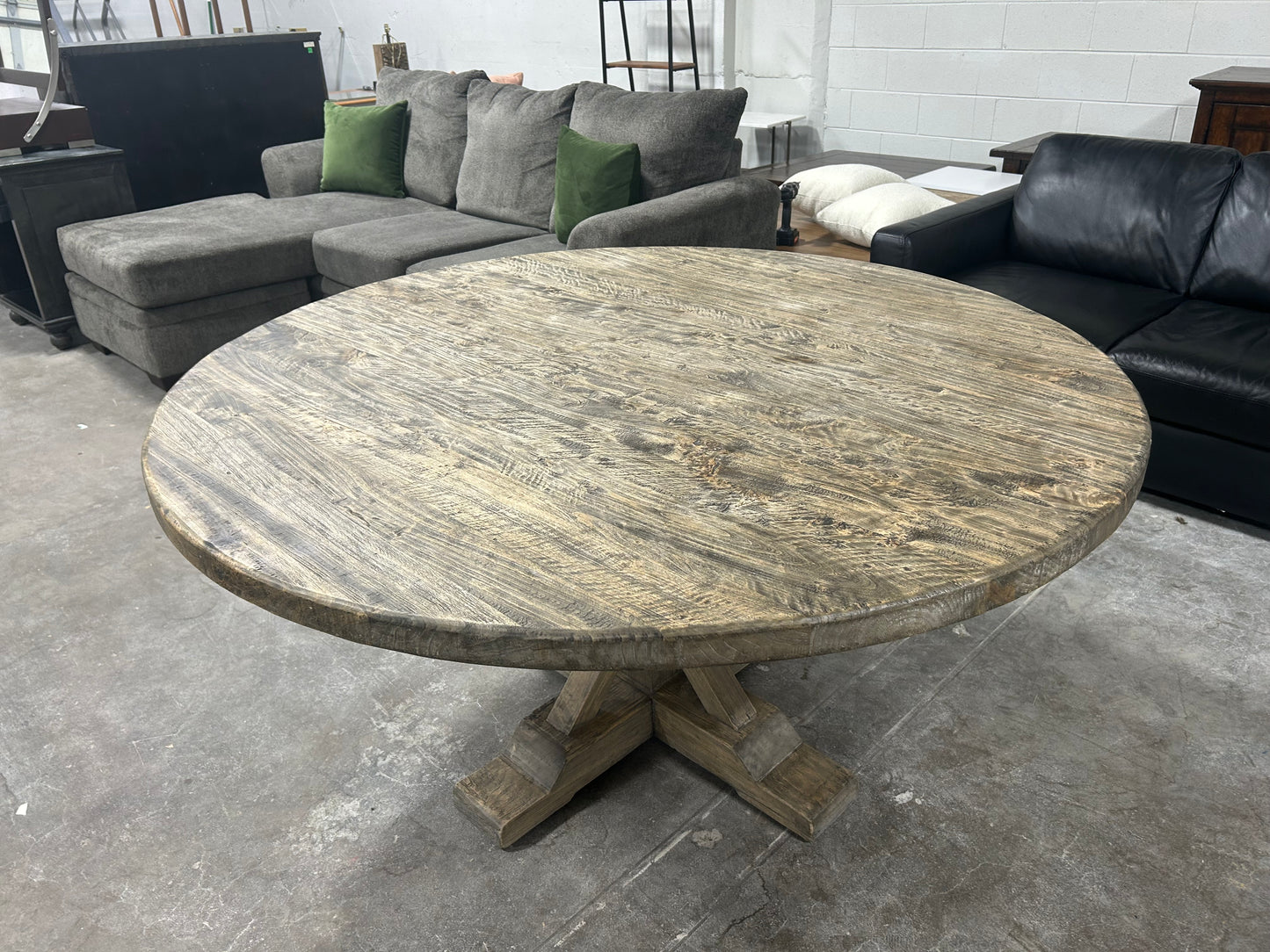 CUSTOM-MADE Round Wooden Farmhouse Dining Table