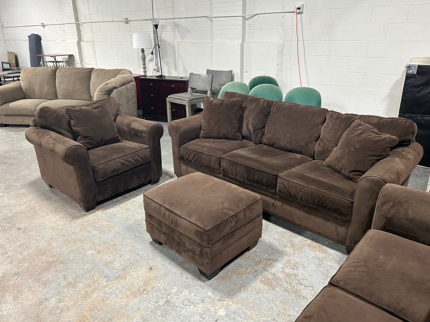 Jonathan Louis 4-Pc Dark Brown Velvet Sofa Set