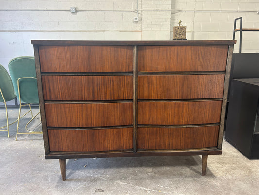 Bassett 8-Drawer MCM Walnut Wood Dresser