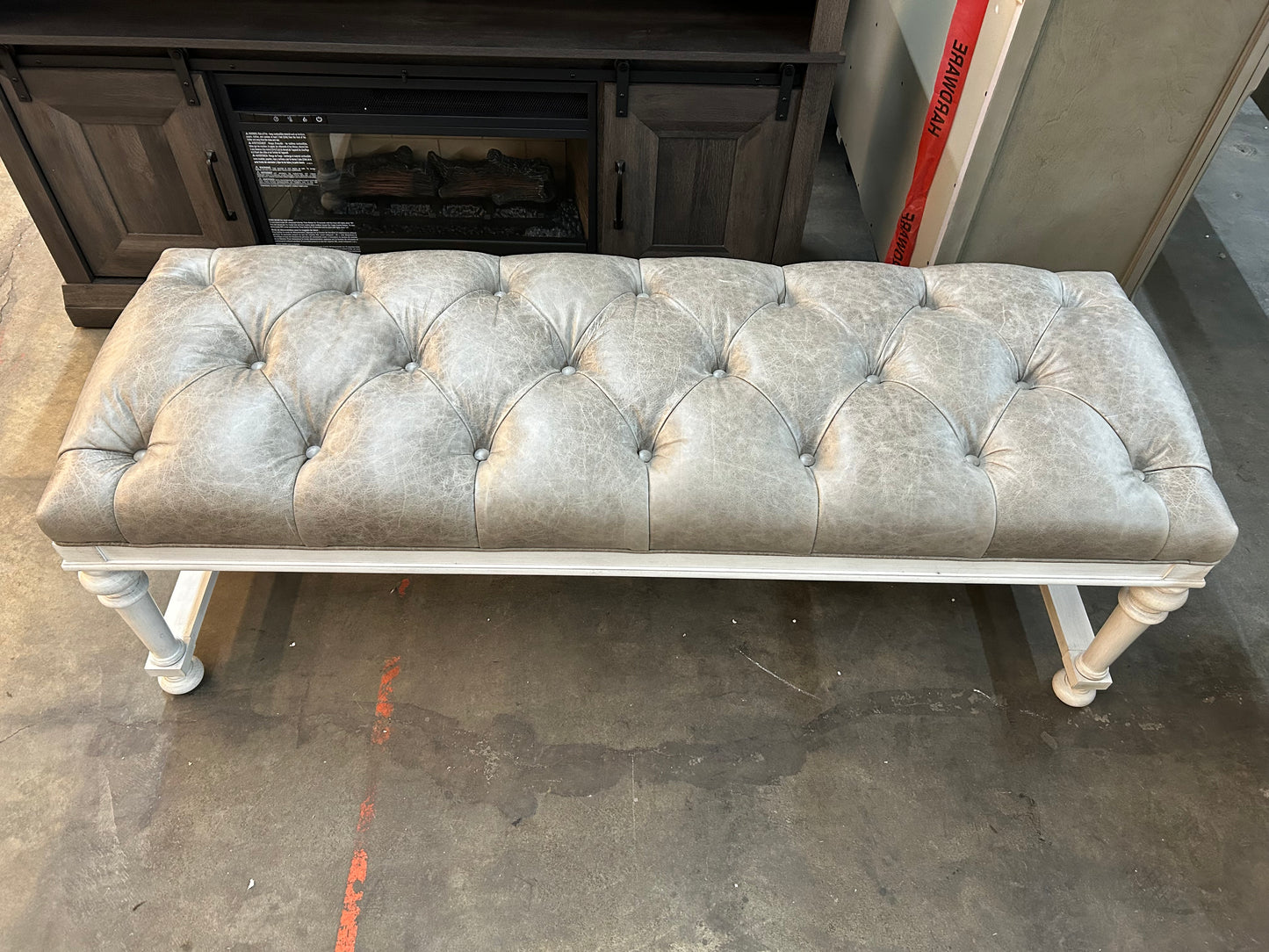 Gray Leather Lexington Bed Bench