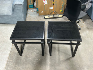 Modern Black Glass End Table Set