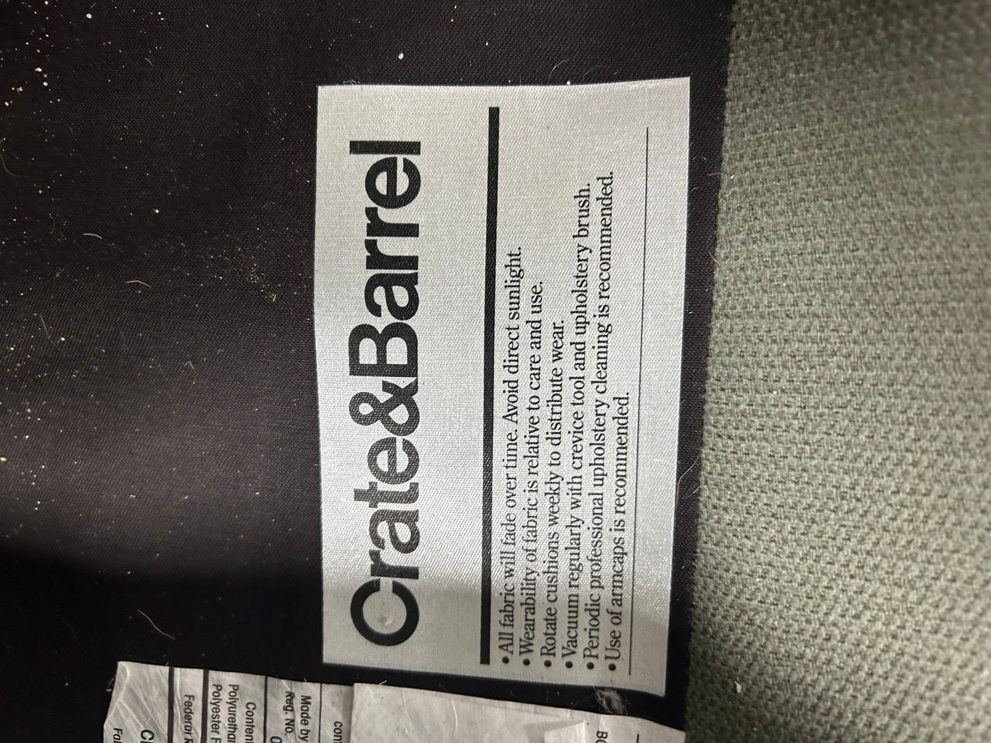 Crate & Barrel Sage Green 76” Petrie Sofa
