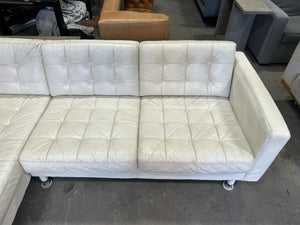 White Leather MCM Chaise Sectional