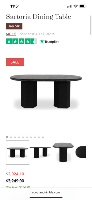 *Brand-New* Moe’s Home Sartoria Black Granite Dining Table