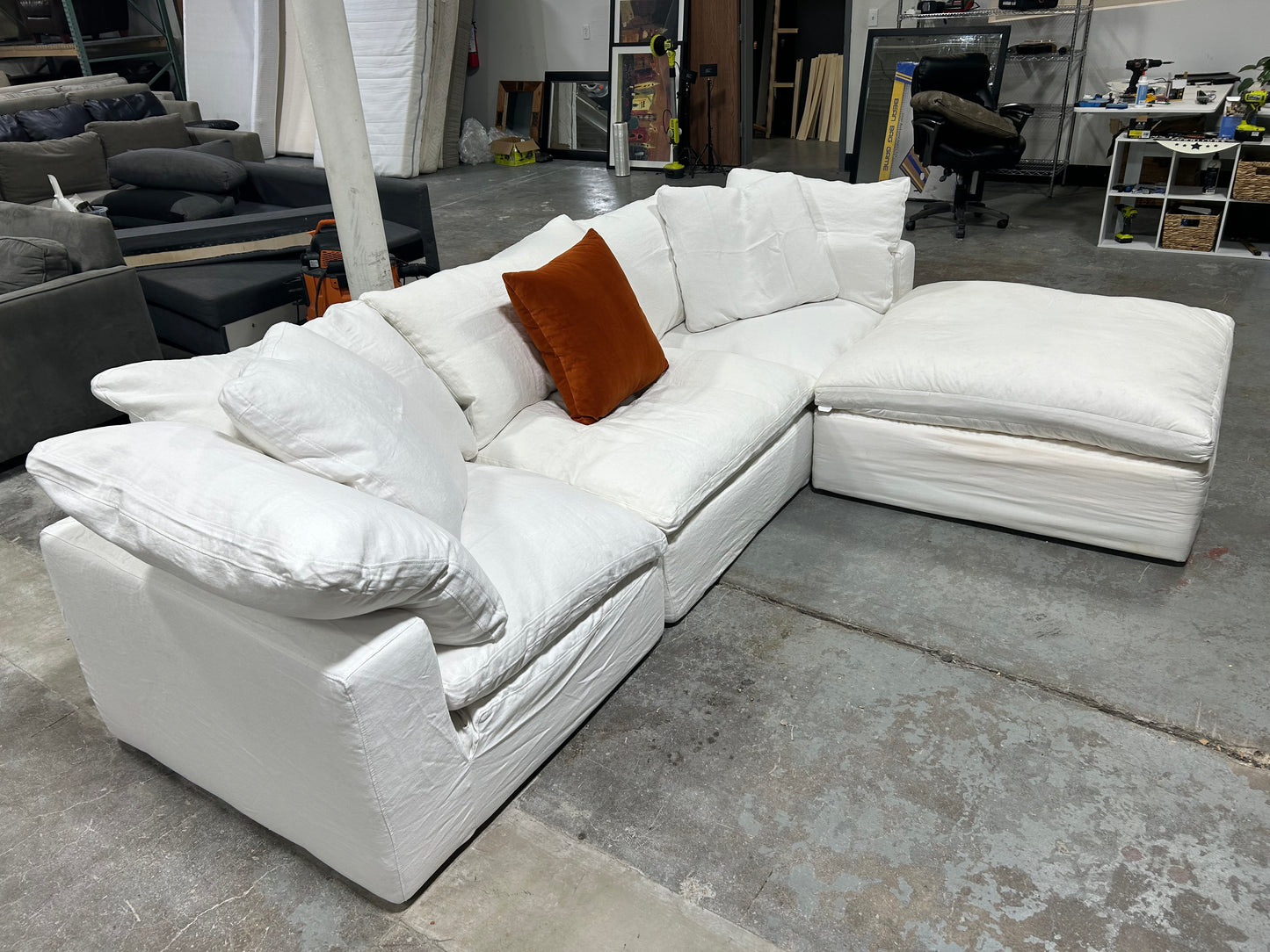 Restoration Hardware 4-Pc White Cloud Sectional w/BRAND-NEW Covers