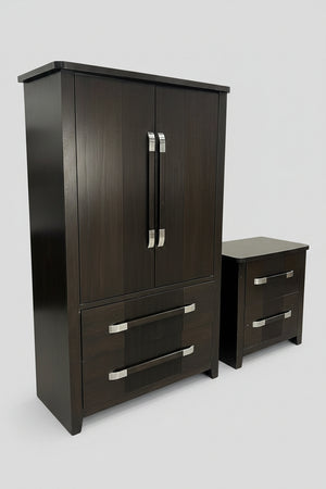 3-Pc Complete Espresso Queen Bed Set (Bed, Dresser, Nightstand)