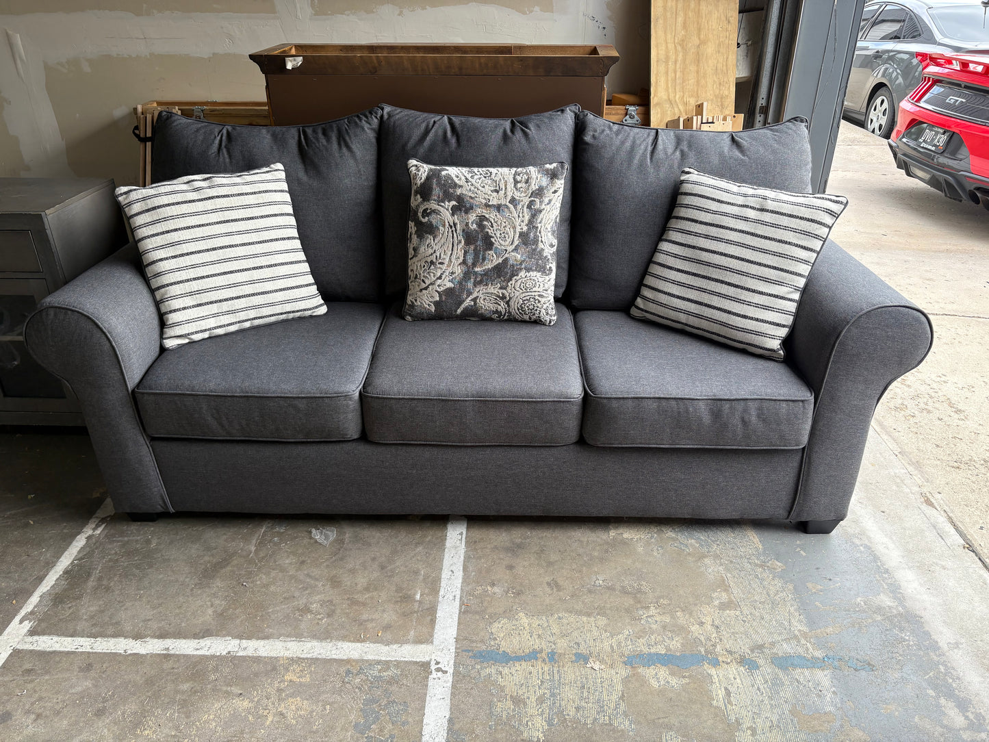 Contemporary Charcoal Gray Sofa