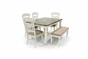6-Pc Marbled Dining Set w/Bench