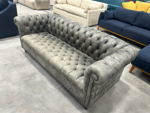 Arhaus Berwick Leather Chesterfield Sofa (Banks Mink)